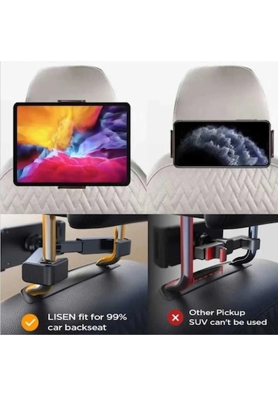 Tüm Araçlar İle Uyumlu Ayarlanabilir Koltuk Arkası Tablet Tutucu
