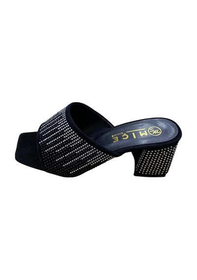 Miçe Shoes Kadın Taşlı Kalın Topuklu Terlik Siyah Taşlı - 873531903 Siyah Taşlı