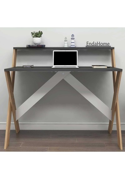 Reyo Home Enda X Ayaklı Raflı Ders Çalışma Masası 50x90 Cm Çam - Antrasit Diğer