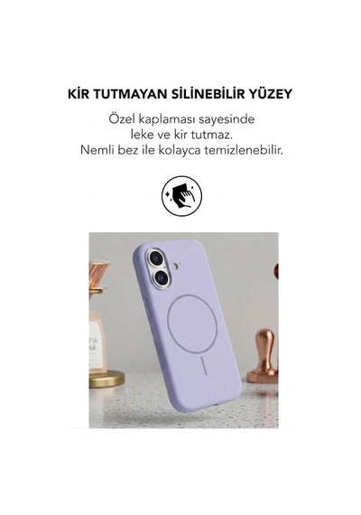 Apple İphone 16 Uyumlu Magsafe Lansman Silikon Kılıf Lila