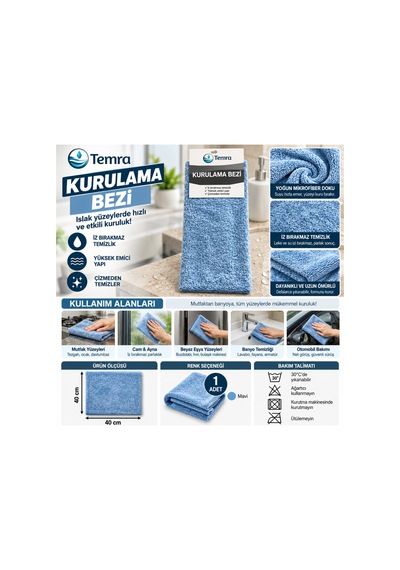 Süper Emici Mikrofiber Kurulama Bezi 40x40 - 941880247 Diğer