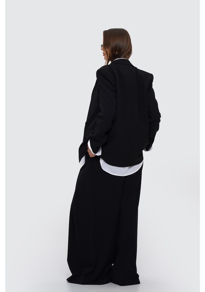 Thalure Kadın Siyah Çift Düğmeli Oversize Blazer
