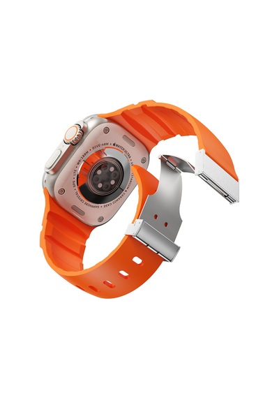 Apple Uyumlu Watch 10 46mm Zore Krd-145 Metal Tokalı Silikon Kordon