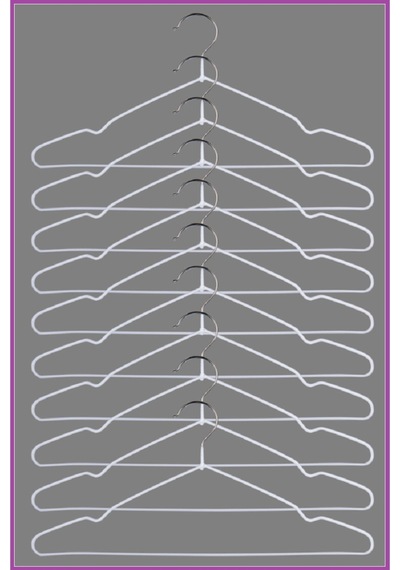 Slikon Kaplı Metal Askı - Beyaz 10 Adet Metal Gri Diğer