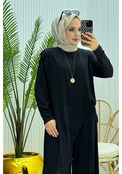 Neşeli Butik Kadın Candy Kumaş Asimetrik Kesim Tunik Pantolon İkili Tesettür Takım Nms072 Siyah Neşeli Butik Kadın Candy Kumaş Asimetrik Kesim Tunik Pantolon İkili Tesettür Takım Nms072 Siyah