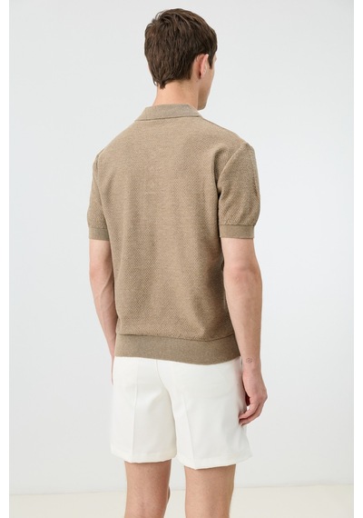 Antioch Dokulu Polo Yaka Triko Erkek T-shirt Bej