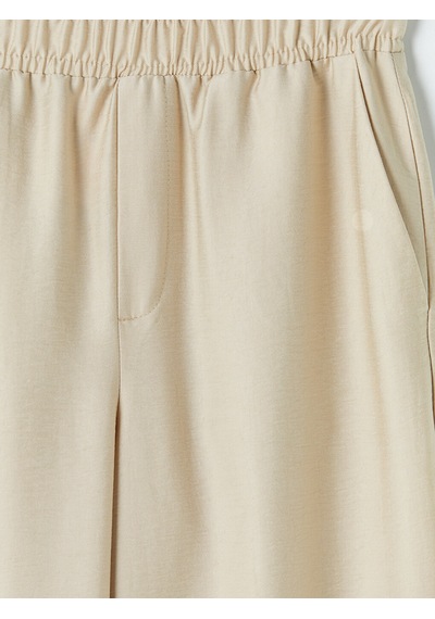 Lcw Comfort Bej Beli Lastikli Kadın Pantolon