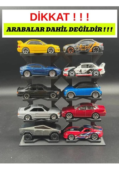1/64 Ölçek Araç Sergileme Standı 10 Araçlık - Siyah - Araçlar Dahil Değildir