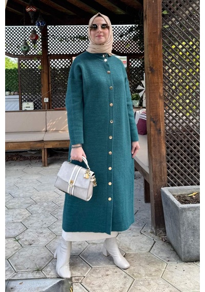Rabia Şamlı Yakut Angora Triko Kap Zümrüt Çok Renkli