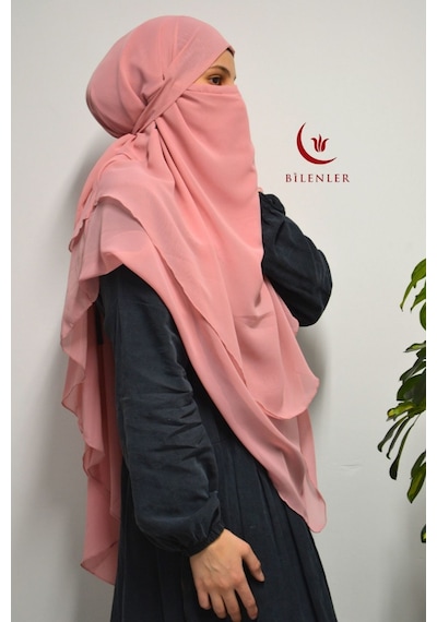 Bilenler 3 Katlı Şifon Sufle Pratik Şal Pembe
