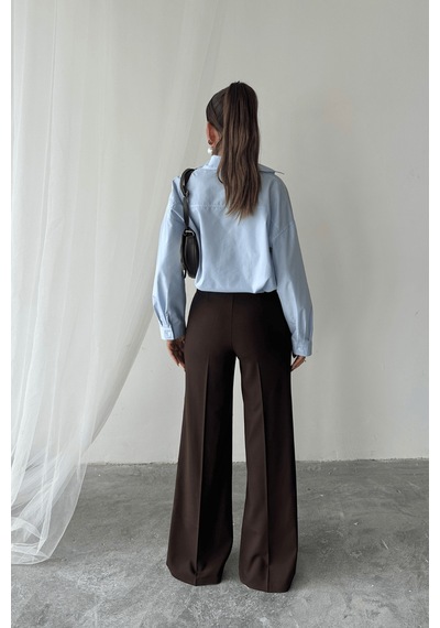 Paw Garage Kadın Sindy Palazzo Model Kumaş Pantolon Kahverengi