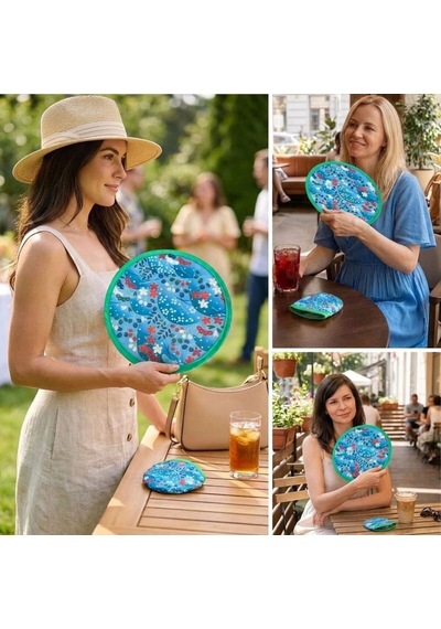 Bakgelal Katlanabilir Cep Yelpazesi 21 Cm Kılıflı Kore Yelpazesi Ultra Hafif, Katlanabilir, 10 Farklı Desen Seçeneği Plaj, Seyahat, Festival Ve Günlük Kullanım İçin - 03-11-000007