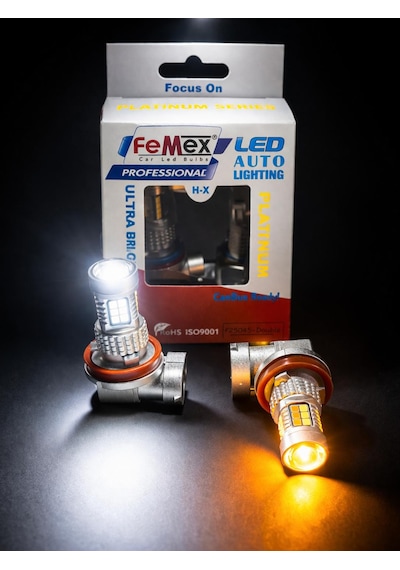 Femex H8/11 Sis Led Ampul Çift Renk 3030 Chipset 30smd Mercekli Led Double Aç Kapat