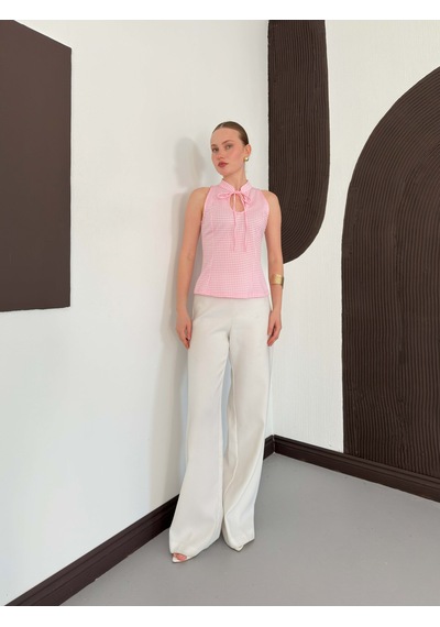 Verymoda Pitikare Yakadan Bağlamalı Bluz Pembe