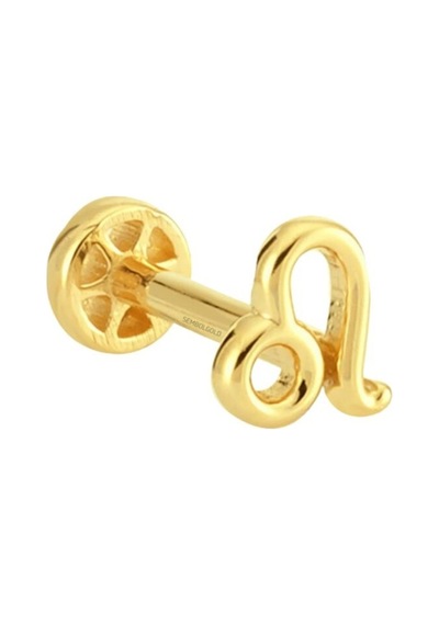 Altın Tragus Piercing 14 Ayar Aslan Burcu Altın