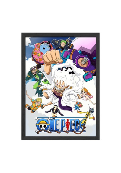 One Piece Siyah Ahşap Çerçeveli Poster, Anime Duvar Tablosu