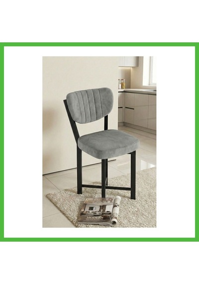 Vaveni Sandalye 1 Adet Baby Face Kumaş Metal Modern Mutfak Sandalyesi Cafe Balkon Ofis Elma 9814 Gri Arz