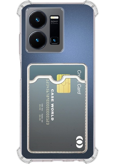 Vivo Y22 Kapak Kamera Korumalı Kartlıklı Darbe Emici Özellikli Şeffaf Silikon Kılıf