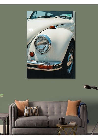 Kanvas Tablo Beyaz Vosvos Ve Retro Stil 50cmx70cm