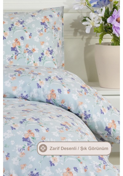 Elart Floret Nevresim Takımı Çift Kişilik Lastikli Çarşaf 200x220 Cm Yeşil Yeşil
