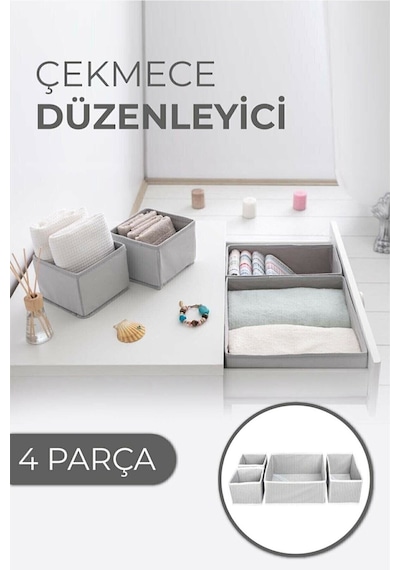Çekmece Düzenleme Kutu Seti Organizer 4lü Set Renkli
