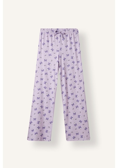 Defacto Uzun Kollu Üst Elastik Bel Alt Kelebek Desenli 2li Pijama Takımı Kız Çocuk I6090a826wnpr143 Mor-pr143