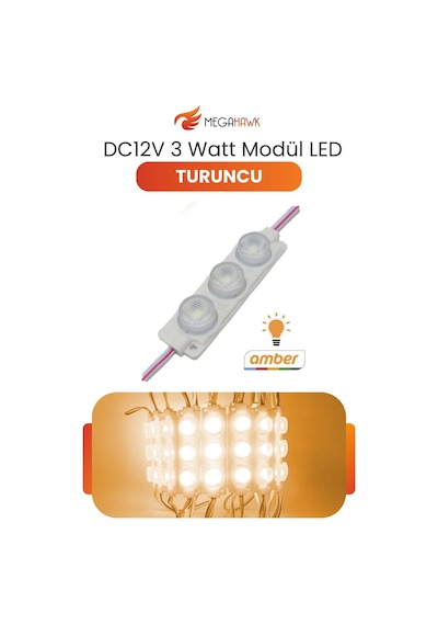 Dc 12v 3w Turuncu Modül Parmak Led Su Geçirmez Tabela Aydınlatma Dekoratif Led Modül 1 Adet