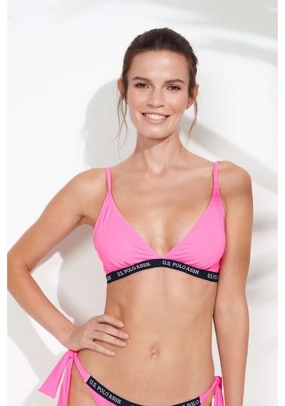 U.S. Polo Assn. Kadın Pembe Geniş Üçgen Bikini Üst 21501