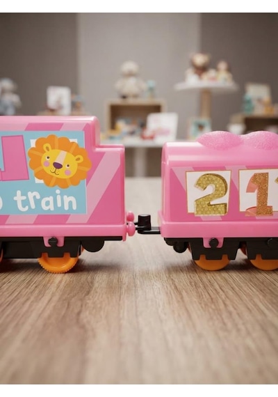 Pembe İstasyonlu Pilli Oyuncak Tren Seti - 26 Parça Hareketli Lokomatif Ve Vagon Seti