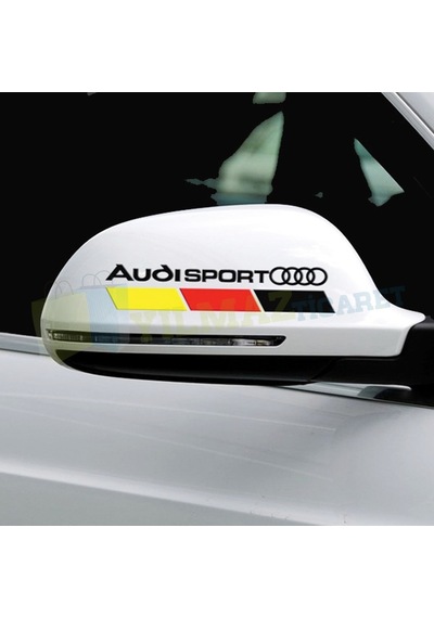 Audi Sport Logo Yan Ayna Oto Sticker Etiket Yapıştırma 1 Çift 15 X 3 Cm