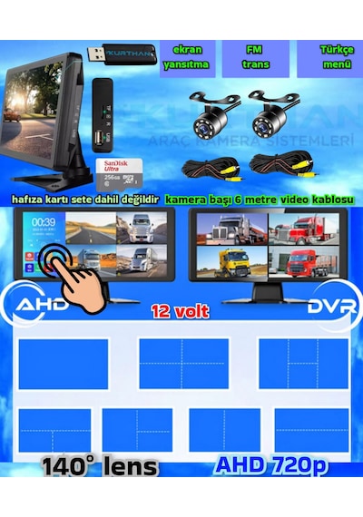 Havalı Tohum Makinası Mibzer 2 Adet Ahd 720p Beyaz Ledli Kamera Dokunmatik 10.36 İnç Monitör 12 V