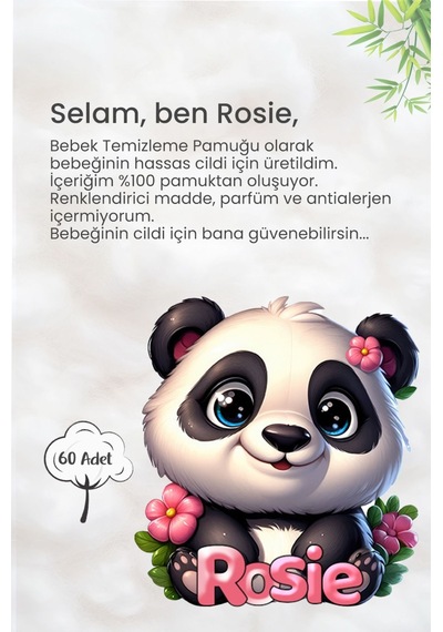 Rosie Doğal Bebek Temizleme Pamuğu 60'lı,