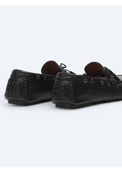 Siyah Deri Smart Casual Loafer Siyah