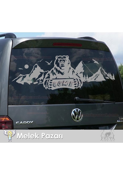 Ayı Dağ Manzara Off Road Kamp Karavan Sticker