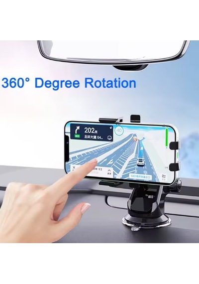 Araç İçi Otomatik Telefon Tutucu 360 Döner Güçlü Vakumlu Stand Siyah