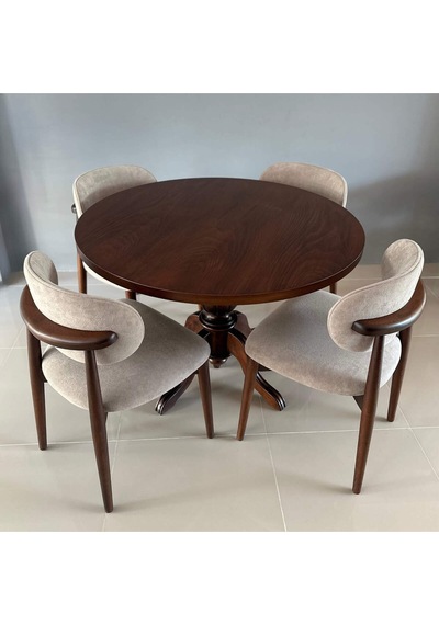 Elegansia Masa Takımı, Masif Ahşap Ayak, Klasik Tasarım, Yuvarlak Masa, 4 Brugge Sandalyeli Çok Renkli Elegansia Masa Takımı, Masif Ahşap Ayak, Klasik Tasarım, Yuvarlak Masa, 4 Brugge Sandalyeli Çok Renkli