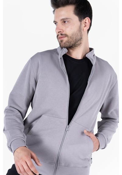 Owl 9150 Diagonel Fermuarlı Sweatshirt Light Gri