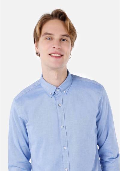 Colin's Colins Slim Fit Shirt Neck Düz Erkek Mavi Uzun Kol Gömlek Cl1048576 Q1.v1 Blu Koyu Mavi