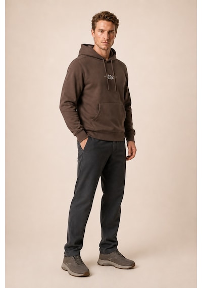 Redline Thenk Yeni Sezon Erkek Regular Fit Kapüşonlu Sweatshirt Kahve