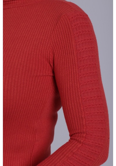Armonika Kadın Nar Çiçeği Balıkçı Yaka Kolu Şeritli Yumuşak Dokulu Bluz Arm-26k001043 Armonika Kadın Nar Çiçeği Balıkçı Yaka Kolu Şeritli Yumuşak Dokulu Bluz Arm-26k001043