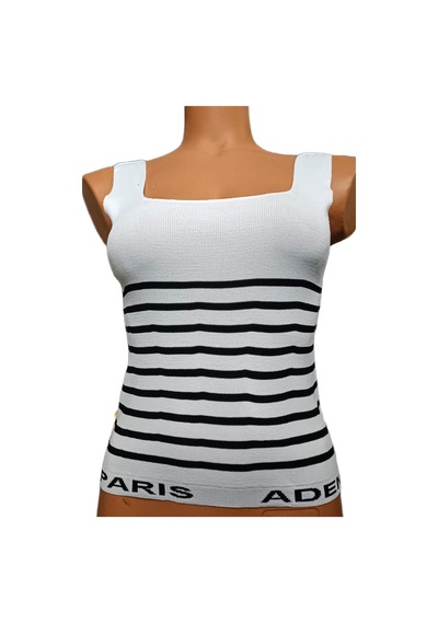 Pazarız Kare Yaka Atlet Triko Bluz Crop S / M / L Beden Uyumlu Siyah Beyaz