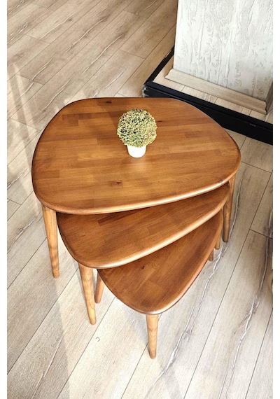 Fawdecor Amorphous Orta Sehpa Ve 3'lü Zigon Sehpa Seti Ceviz