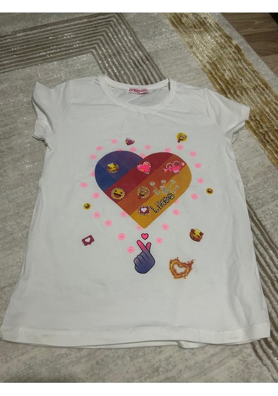 Monili Kız Çoçuk T-shirt beyaz