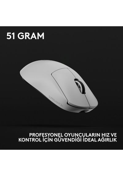 Logitech G Pro X Superlıght 2c Hafif Hero 2 Sensör 32.000 Dpı Lıghtspeed Kablosuz Oyuncu Mouse - Beyaz 910-007539