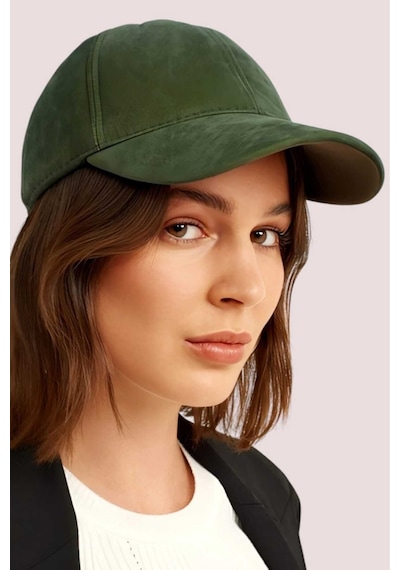 Unisex Vegan Süet Şapka Haki Yeşil