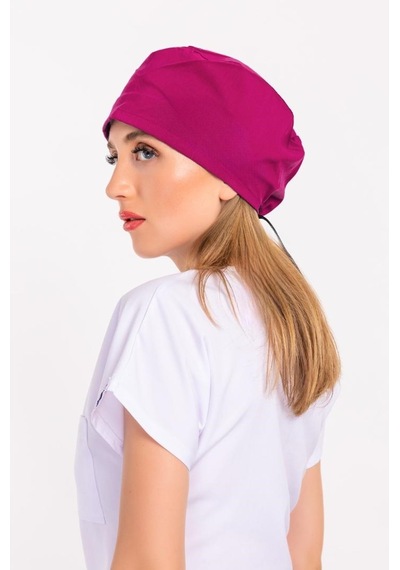 Unisex Düz Koyu Pembe Doktor Hemşire Hastane Medikal Cerrahi Bonesi Pembe