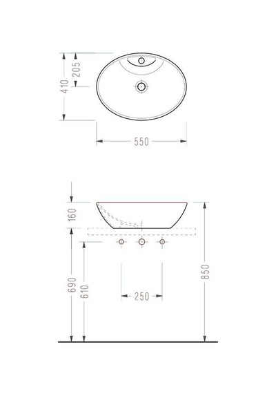 Serel - Chamonix Çanak Lavabo Beyaz 41 55 Cm  - Ch34tds110h-