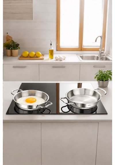 Silver Çelik 2 Parça İtalyan Omlet Sahan Seti 18-20 Cm Gri