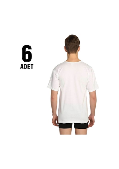 Seher Beyaz Penye Bisiklet Yaka Erkek Atlet 6'lı Beyaz