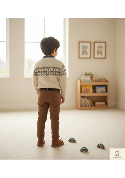 Nanica Kids Minibohe Kemerli Çocuk Kanvas Pantolon Kahve Kahverengi